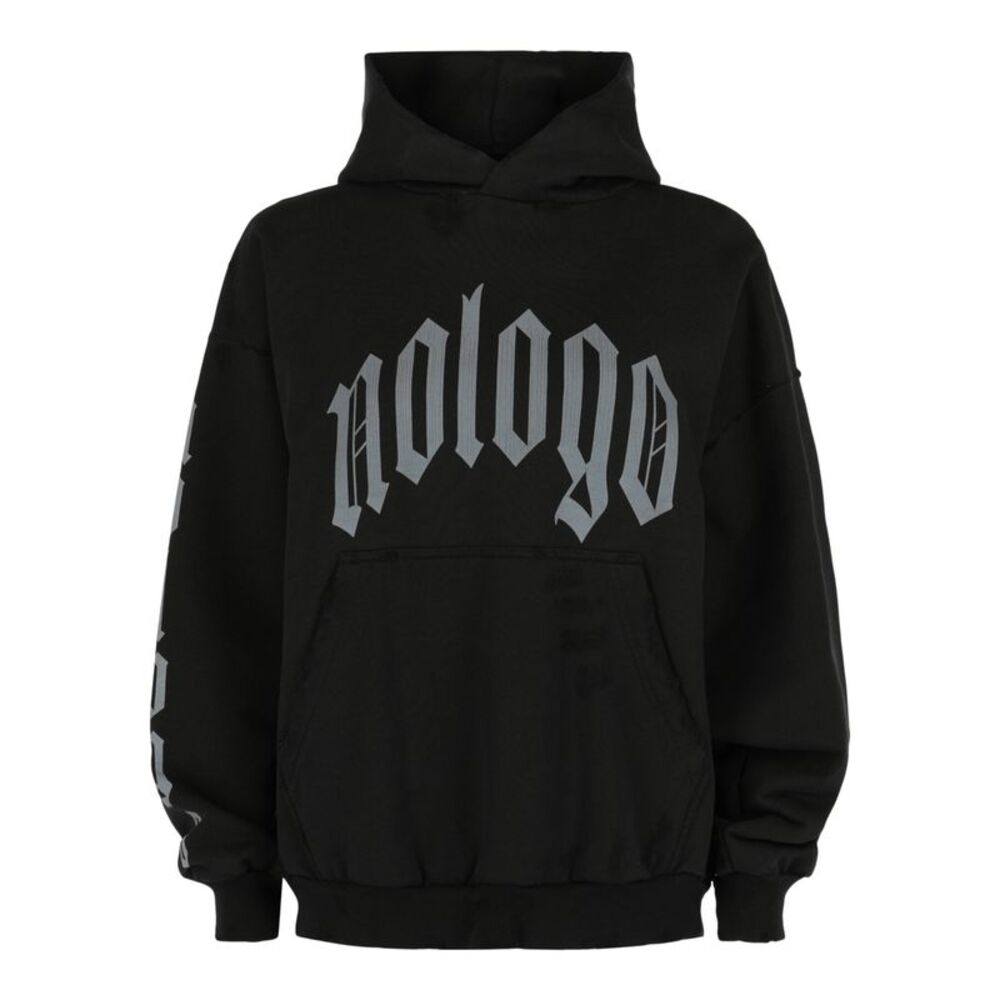 Balenciaga No Logo Distressed Hoodie Black Womens